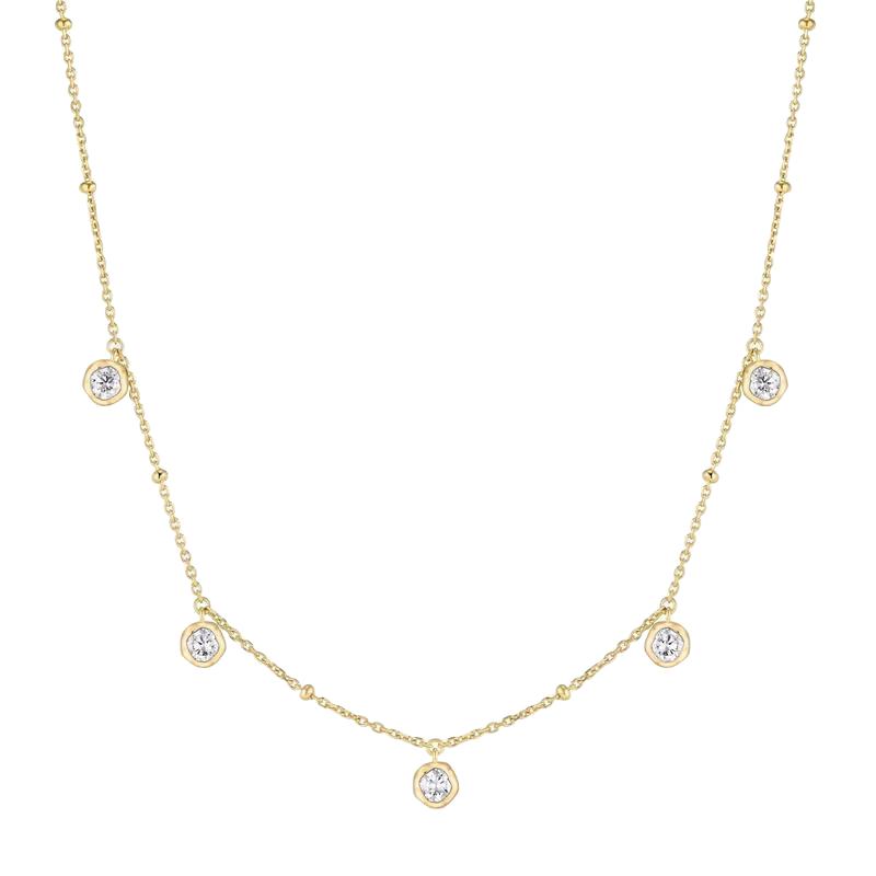 Ania Haie Gold Molten Bezel-Set Droplet Station Necklace