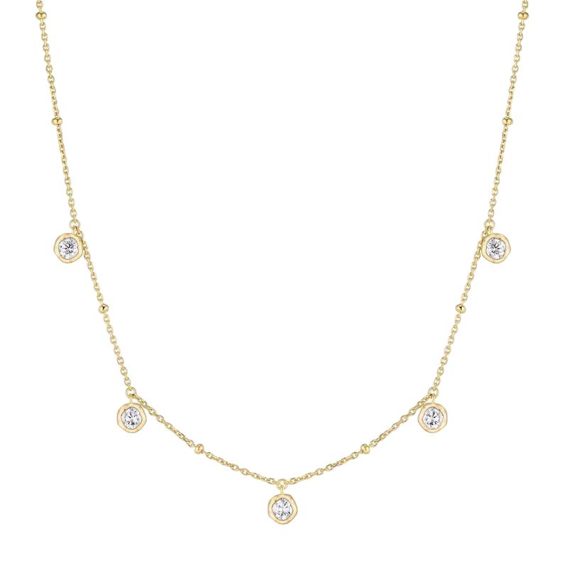 Ania Haie Gold Molten Bezel-Set Droplet Station Necklace