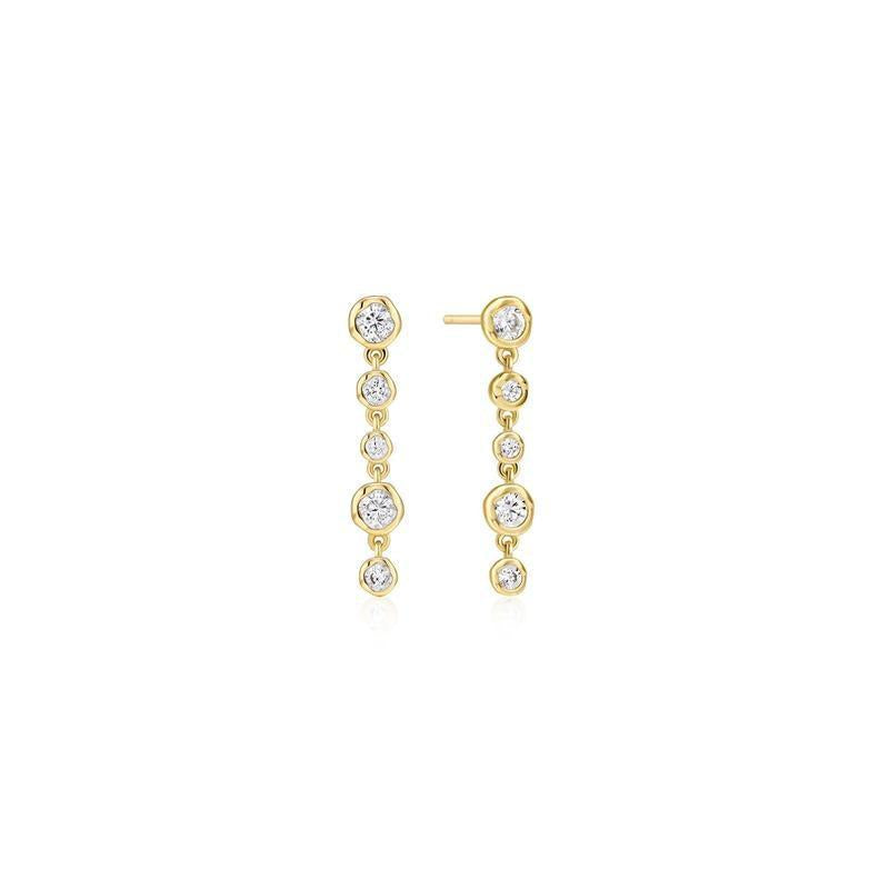 Ania Haie Gold Molten Cascade Bezel-Set Drop Stud Earrings