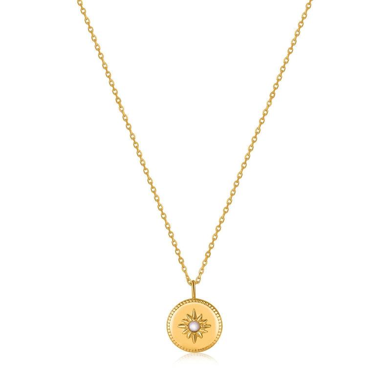 Ania Haie Gold Mother of Pearl Sun Pendant Necklace