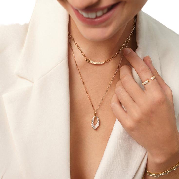 Ania Haie Gold Pave Bar Chain Necklace