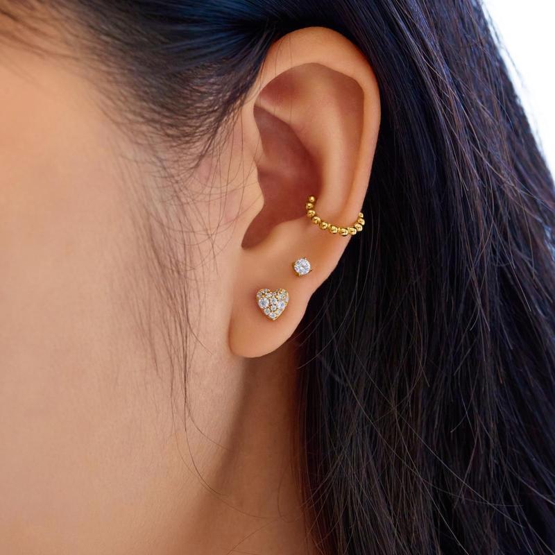Ania Haie Gold Pave Heart Stud Earrings