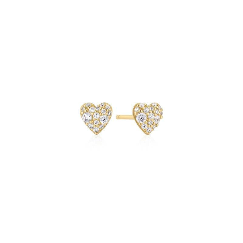 Ania Haie Gold Pave Heart Stud Earrings