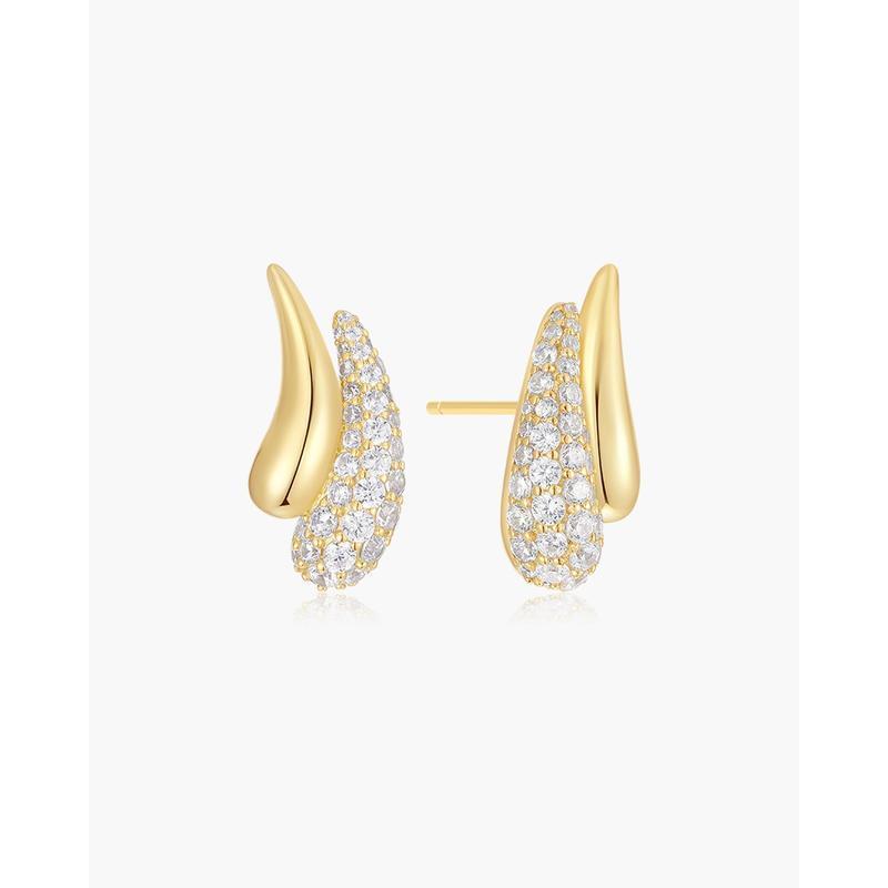Ania Haie Gold Pavé & Polished Teardrop Duet Stud Earrings
