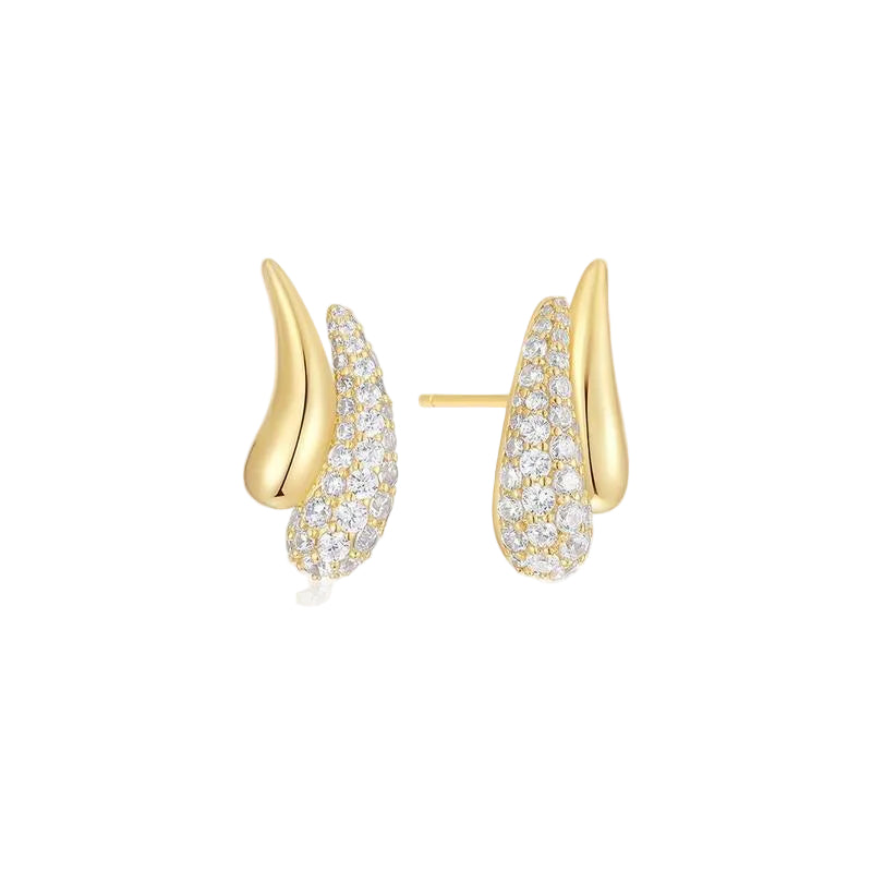 Ania Haie Gold Pavé & Polished Teardrop Duet Stud Earrings