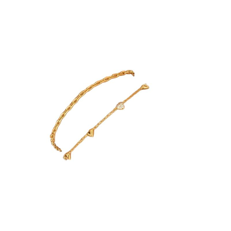 Ania Haie Gold Pave Puffed Heart Station Bracelet with 925 Silver