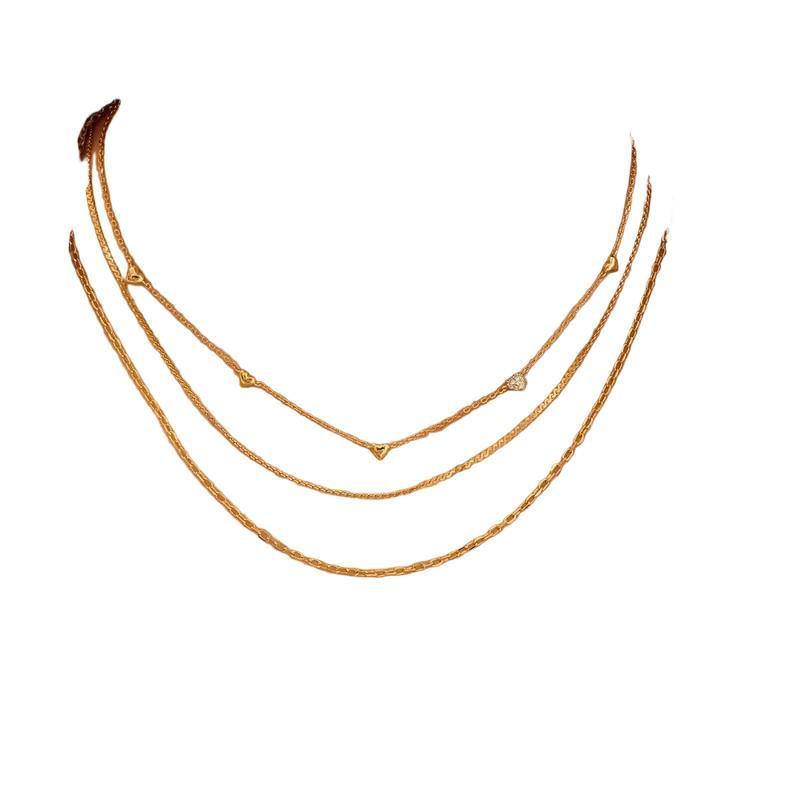 Ania Haie Gold Pavé Puffed Heart Station Necklace
