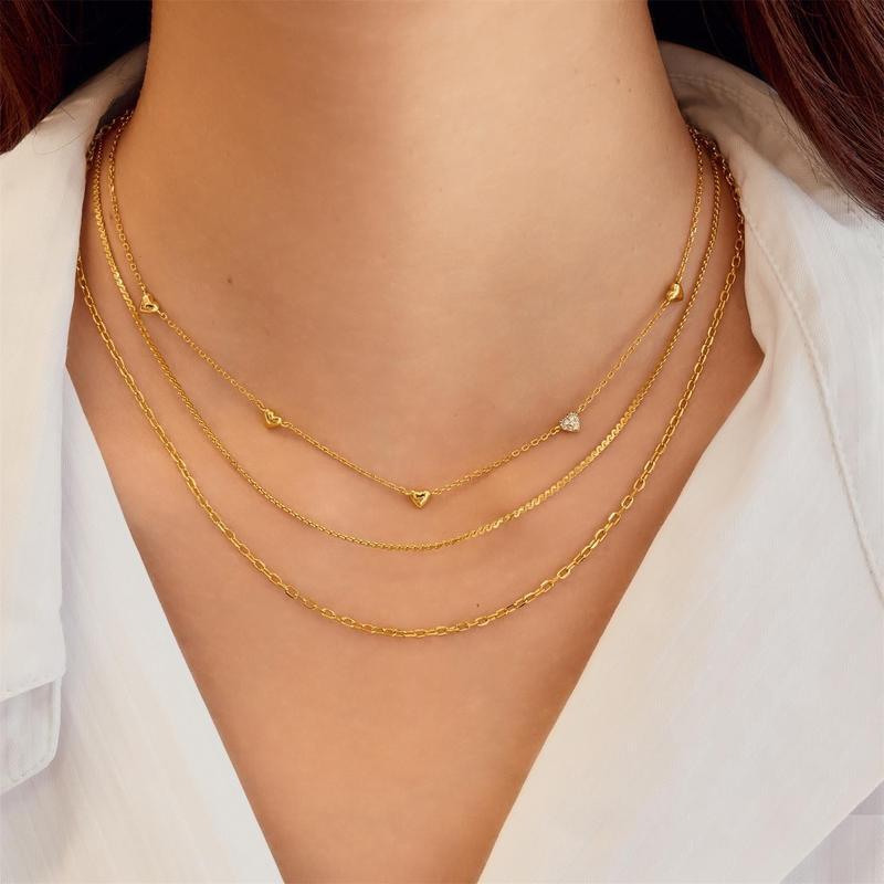 Ania Haie Gold Pavé Puffed Heart Station Necklace