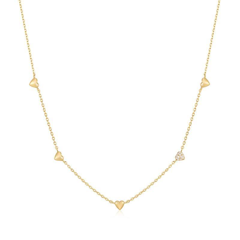 Ania Haie Gold Pavé Puffed Heart Station Necklace