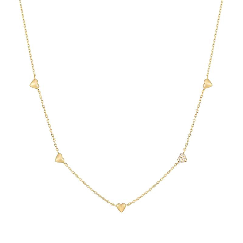 Ania Haie Gold Pavé Puffed Heart Station Necklace