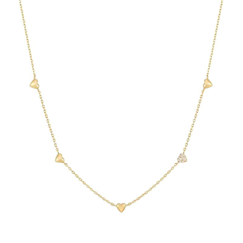 Ania Haie Gold Pavé Puffed Heart Station Necklace