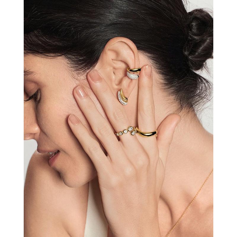 Ania Haie Gold Pave Wave Huggie Hoop Earrings