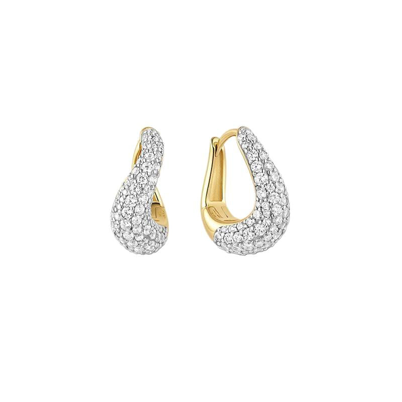 Ania Haie Gold Pave Wave Huggie Hoop Earrings