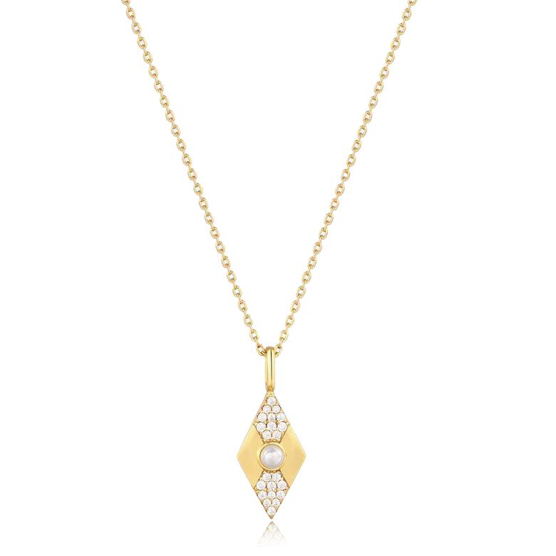 Ania Haie Gold Pearl Geometric Pendant Necklace