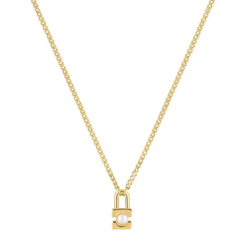 Ania Haie Gold Pearl Padlock Necklace