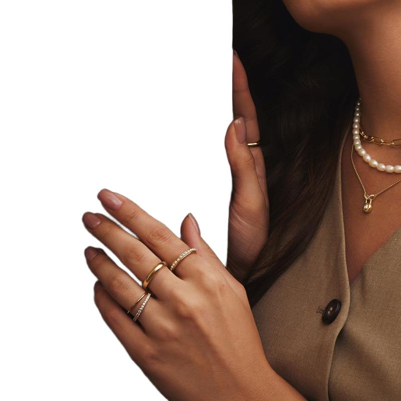 Ania Haie Gold-Plated 925 Sterling Silver Pearl Beaded Ring