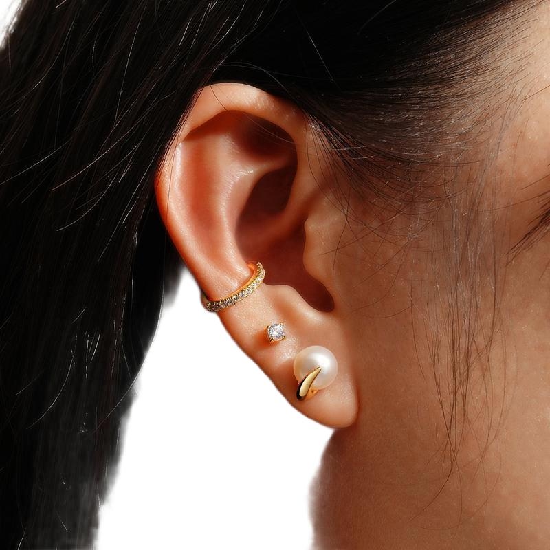 Ania Haie Gold-Plated Pearl Claw Stud Earrings