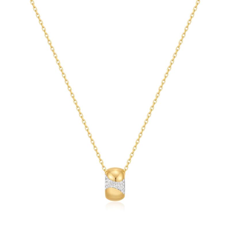 Ania Haie Gold Puffed Rivulet Pave Necklace