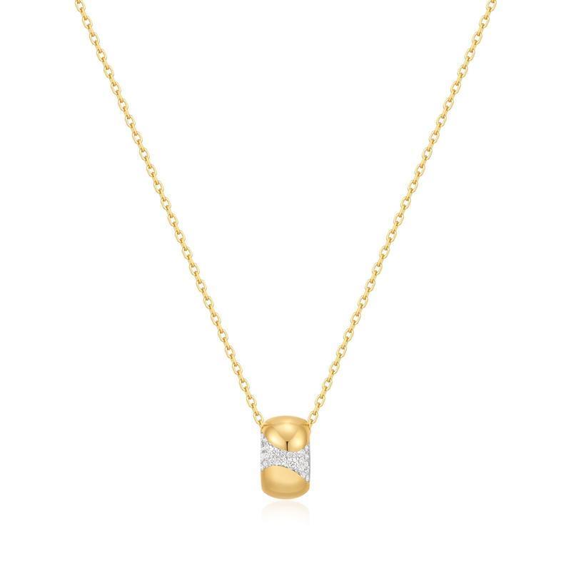 Ania Haie Gold Puffed Rivulet Pave Necklace
