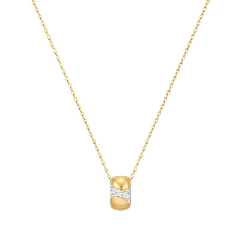 Ania Haie Gold Puffed Rivulet Pave Necklace