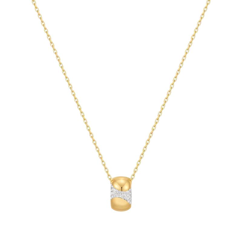 Ania Haie Gold Puffed Rivulet Pave Necklace