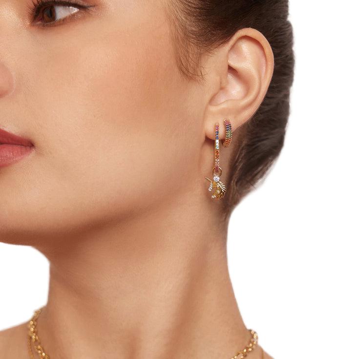 Ania Haie Gold Rainbow Pave Hoop Earrings