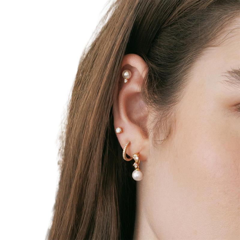 Ania Haie Gold Shell Pearl Dangling Barbell Single Earring
