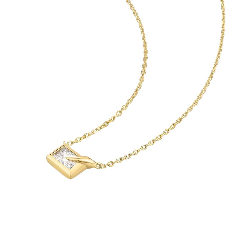 Ania Haie Gold Sparkling Bezel-Set Cube Necklace