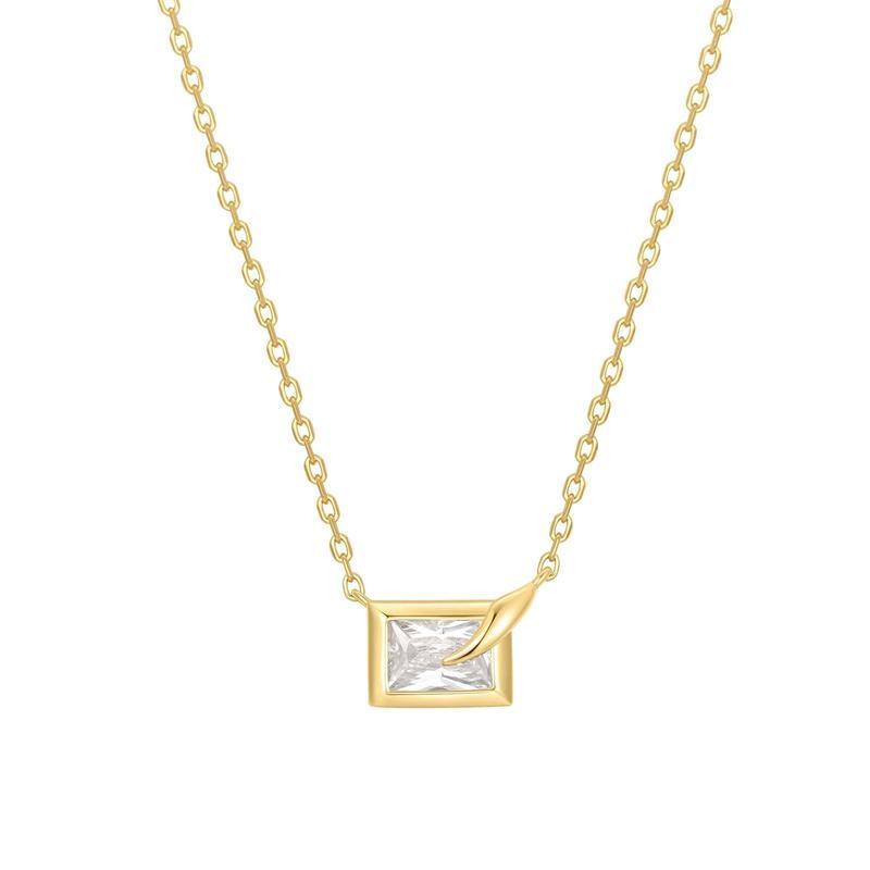 Ania Haie Gold Sparkling Bezel-Set Cube Necklace
