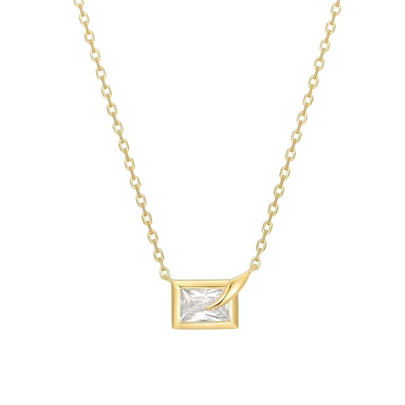 Ania Haie Gold Sparkling Bezel-Set Cube Necklace
