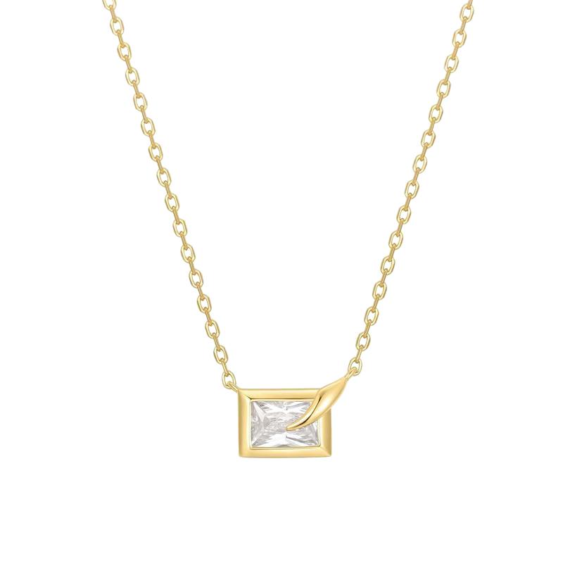 Ania Haie Gold Sparkling Bezel-Set Cube Necklace