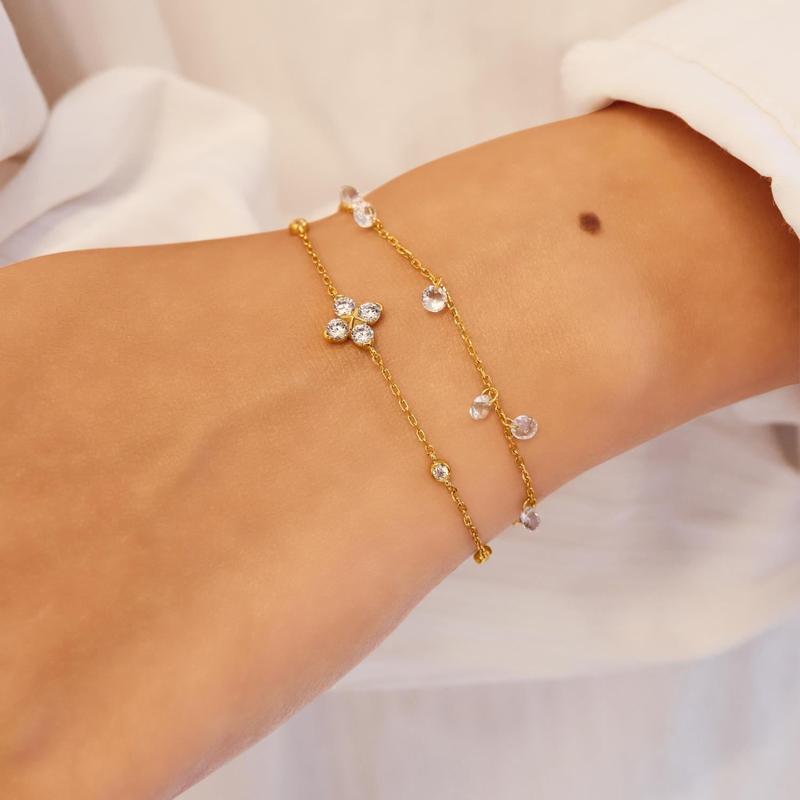 Ania Haie Gold Sparkling Lucky Clover Bracelet