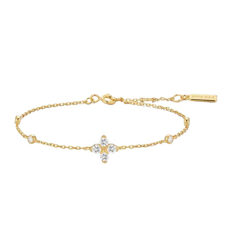 Ania Haie Gold Sparkling Lucky Clover Bracelet