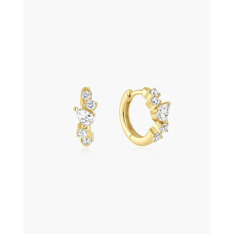 Ania Haie Gold Teardrop & Round Zig-Zag Huggie Hoop Earrings