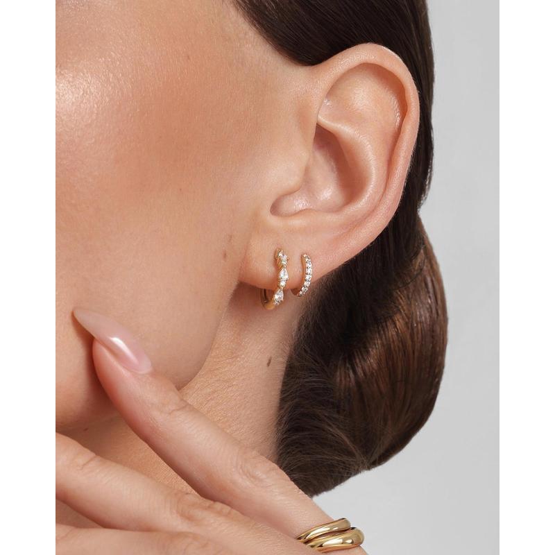 Ania Haie Gold Teardrop Trio Huggie Hoop Earrings