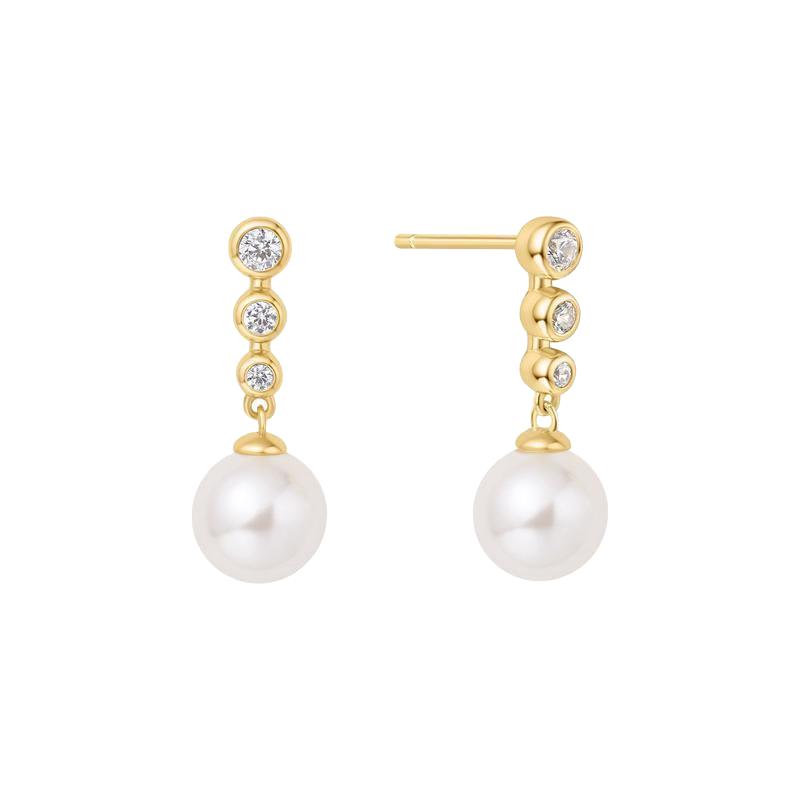 Ania Haie Gold Tennis Beaded Stone Pearl Drop Stud Earrings