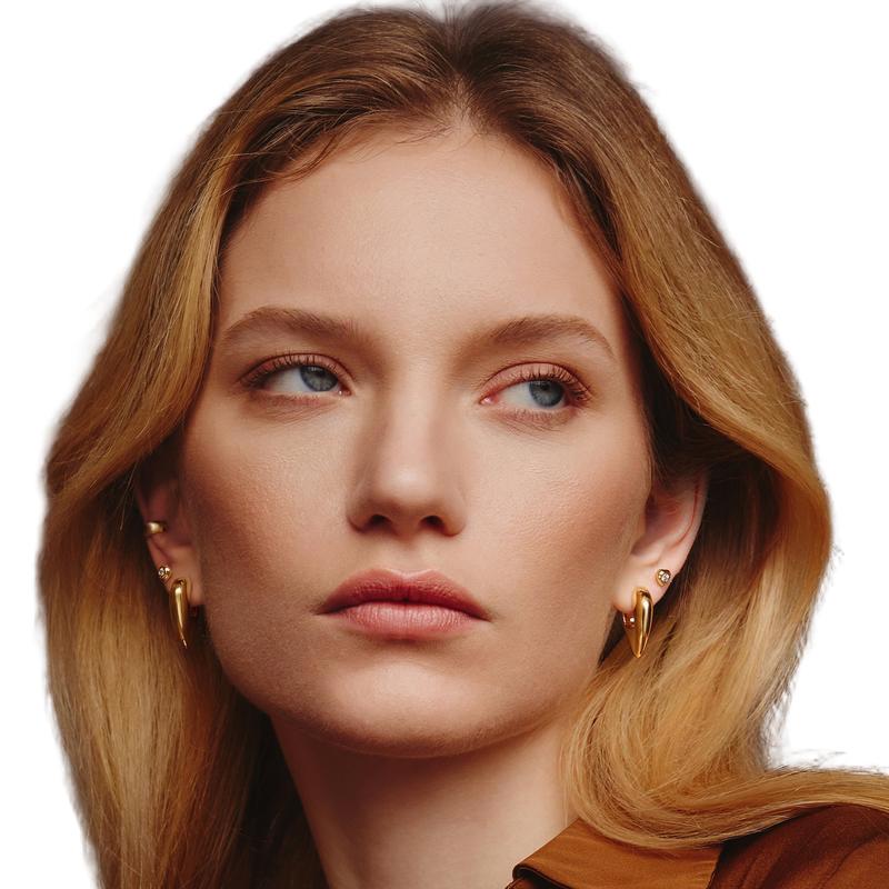 Ania Haie Gold Tiger Eye Huggie Hoop Earrings 14k Plated Sterling Silver