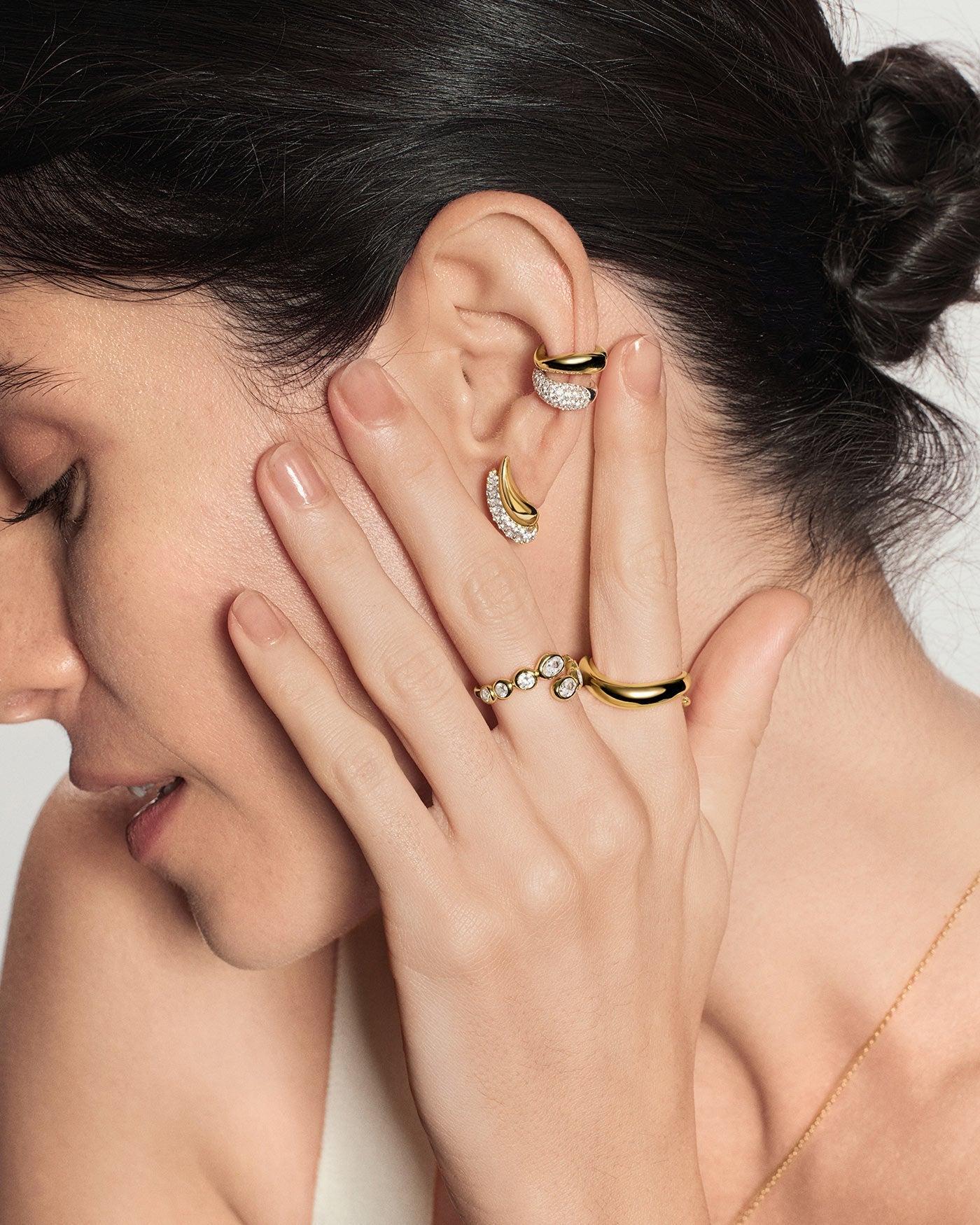 Ania Haie Gold Wave Huggie Hoop Earrings