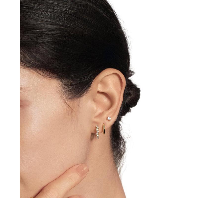 Ania Haie Gold Zig-Zag Pave Huggie Hoop Earrings