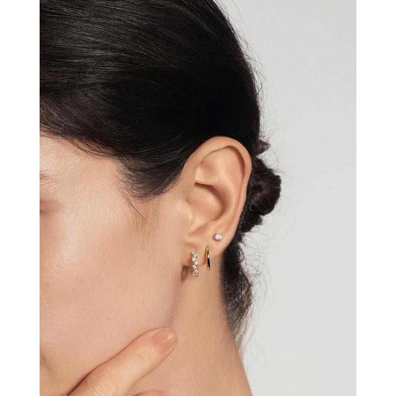 Ania Haie Gold Zig-Zag Pave Huggie Hoop Earrings
