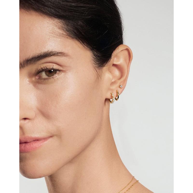 Ania Haie Gold Zig-Zag Pave Huggie Hoop Earrings