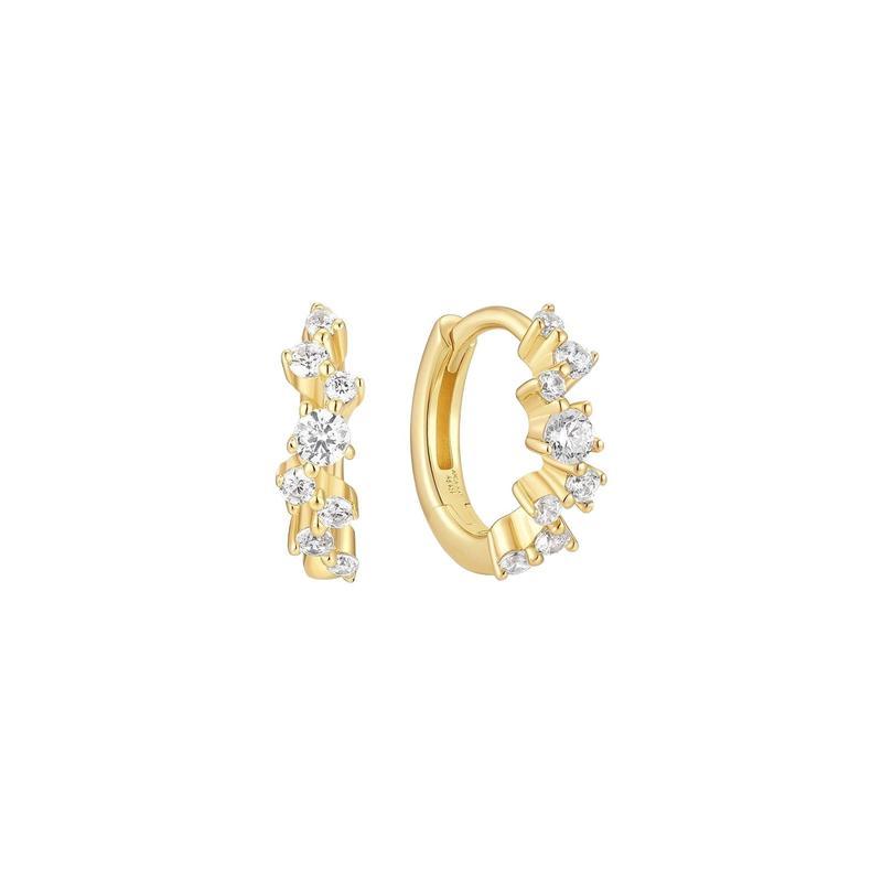 Ania Haie Gold Zig-Zag Pave Huggie Hoop Earrings