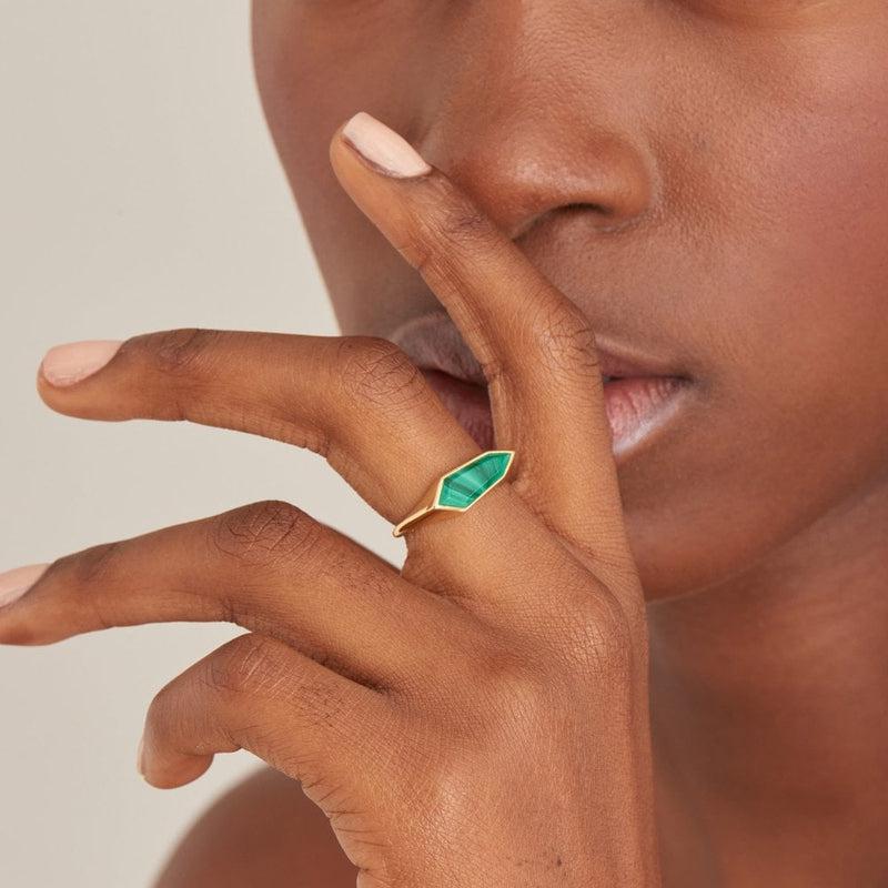 Ania Haie Malachite Emblem Adjustable Ring