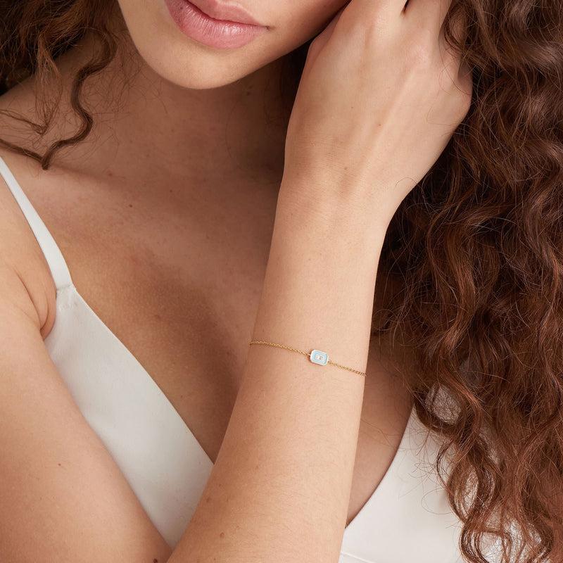 Ania Haie Powder Blue Enamel Emblem Gold Bracelet