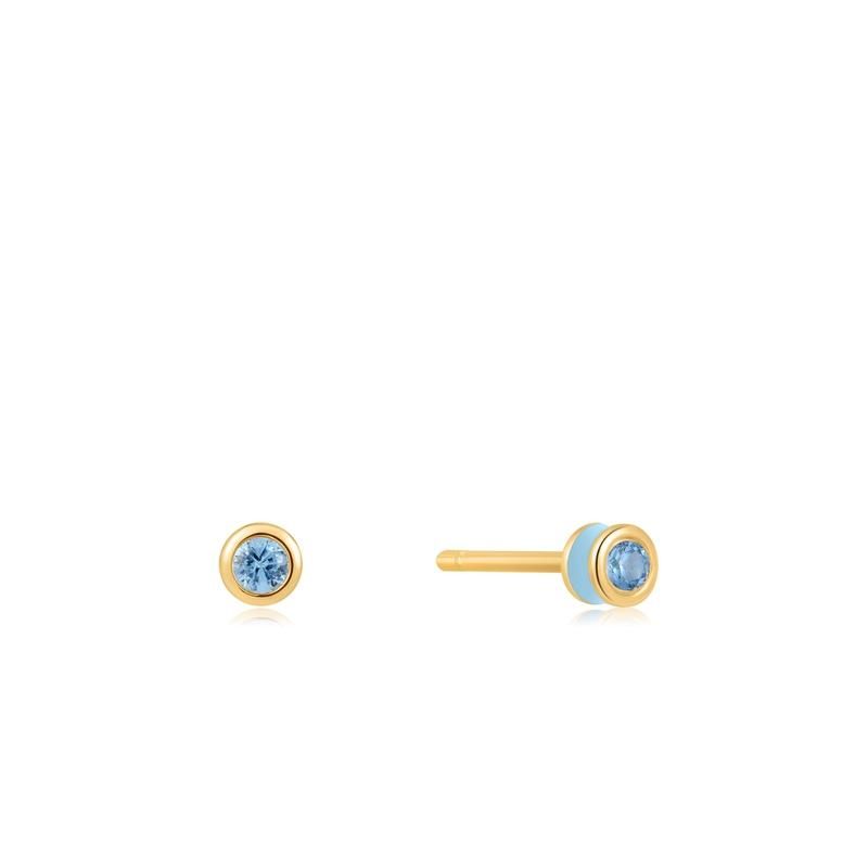 Ania Haie Powder Blue Enamel Gold Stud Earring