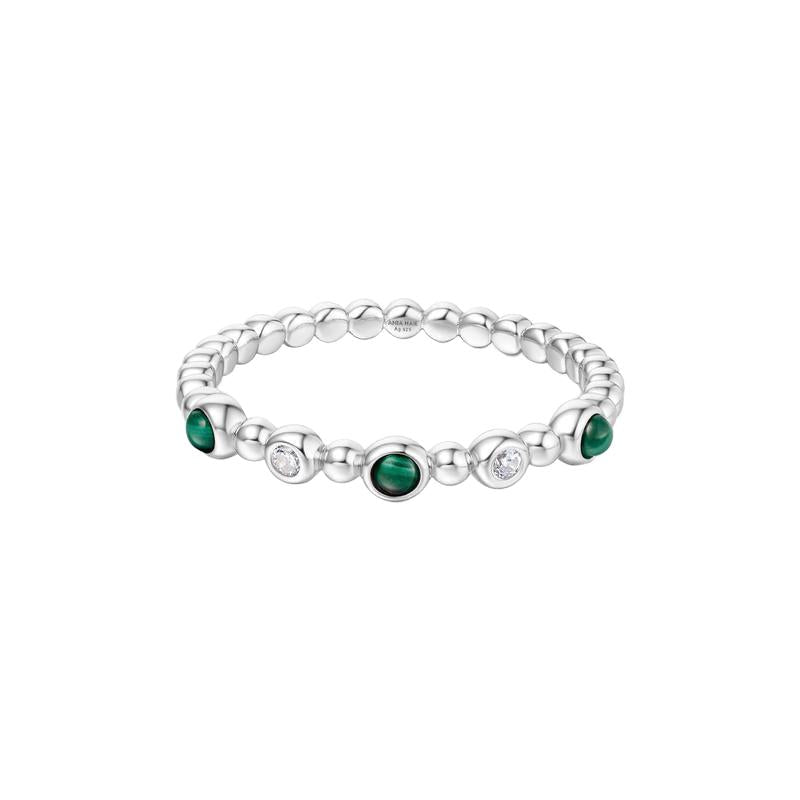 Ania Haie Silver Bezel Malachite Beaded Ring