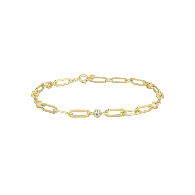 Ania Haie Silver Bezel Station Paper Clip Chain Bracelet