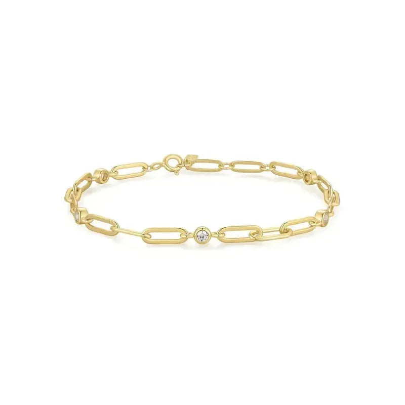Ania Haie Silver Bezel Station Paper Clip Chain Bracelet