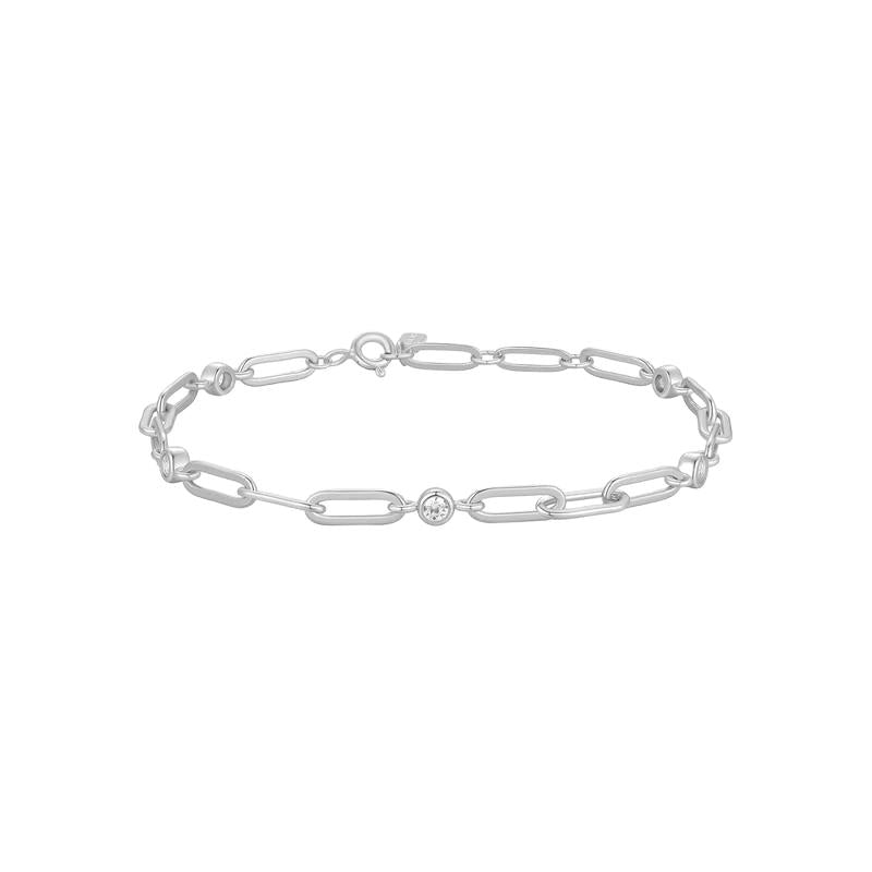 Ania Haie Silver Bezel Station Paper Clip Chain Bracelet