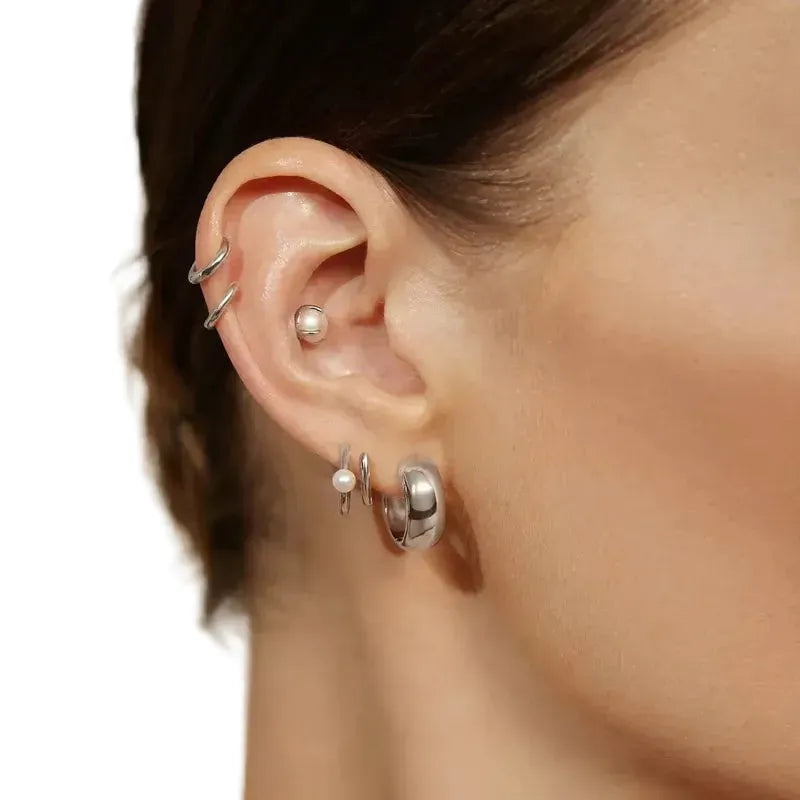 Ania Haie Silver Chubby Medium Huggie Hoop Earrings